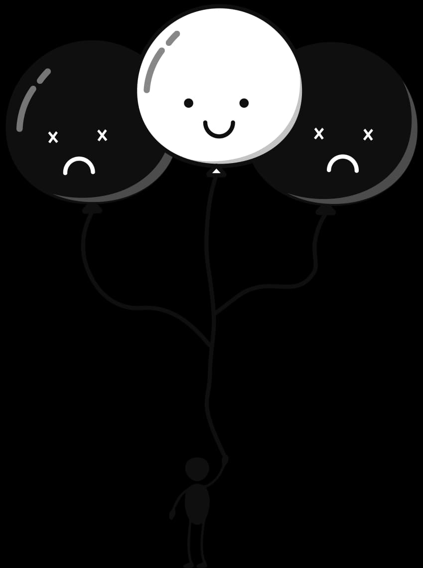 Vector sad and happy balloons illustration