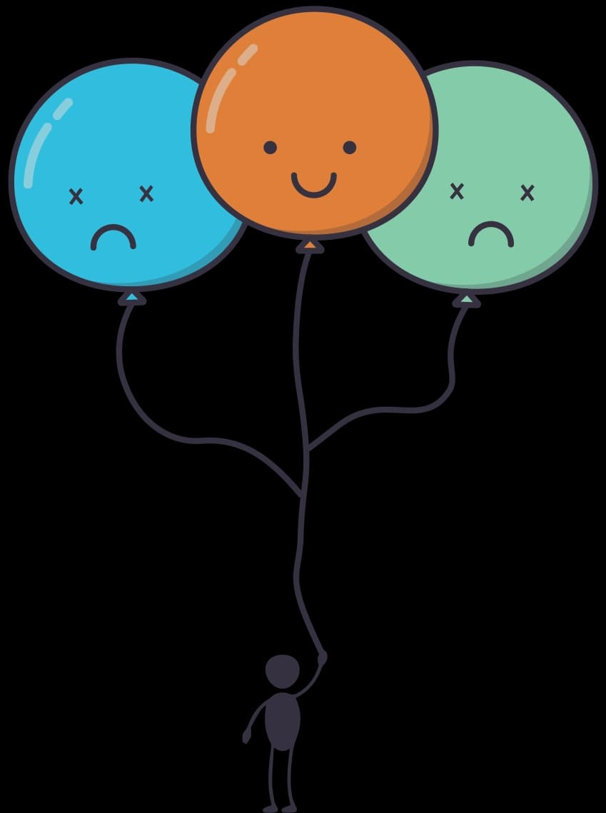 sad and happy balloons