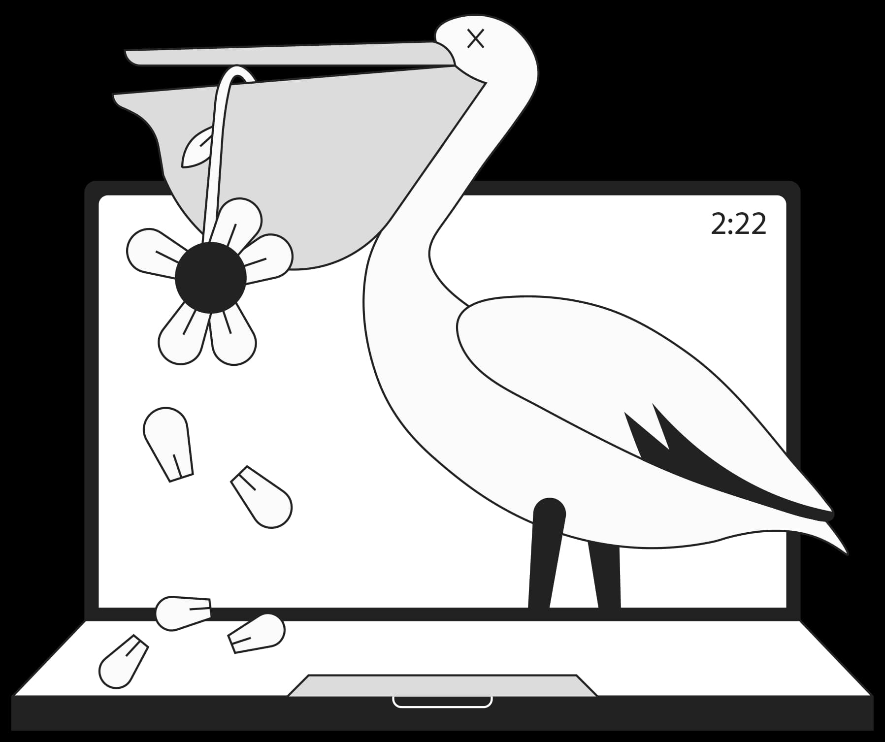 Vector pelican searching illustration