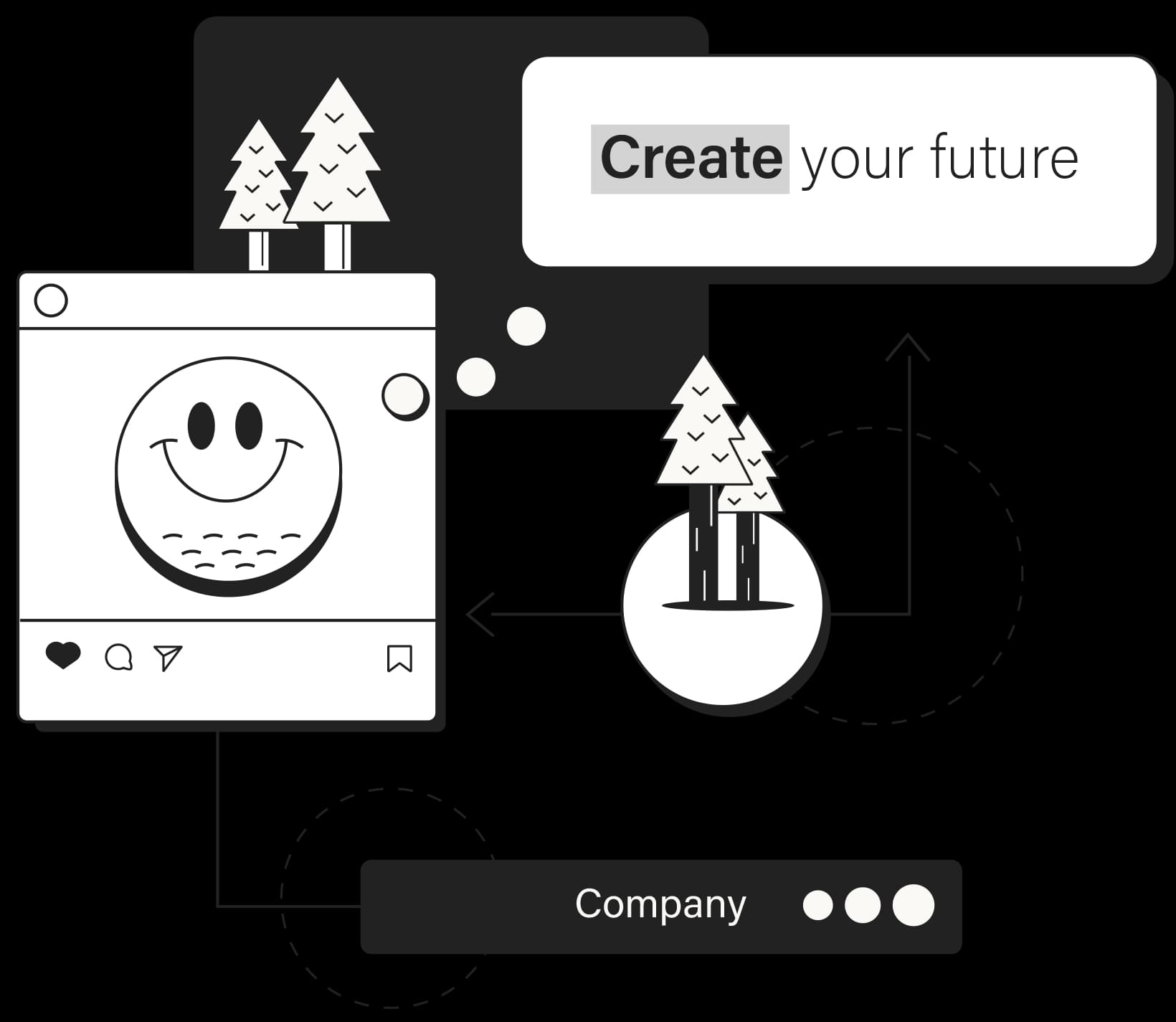 social media in the forest concept image